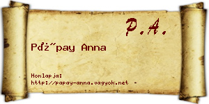 Pápay Anna névjegykártya